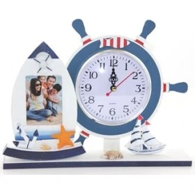 Resim Ahşap Marin Dümenli Çerçeveli Saat Model 2 