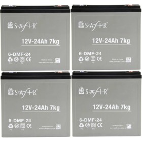 Resim Safir 12 V - 24 Ah Grafen Jel Akü 4'lü Set Elektrikli Bisiklet Aküsü 