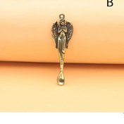 Resim 1 Adet Retro Pirinç Kulak Kaşık Taşınabilir Kulak Temizleme Aracı Earpick Kulak Balmumu Sökücü Curette Temizleyici Kulak Temizleme Çubuğu Anahtarlık Kolye Kahverengi 