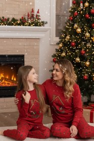 Resim ELİTOL Termal Christmas House Nakışlı Anne-Kız Pijama Takımı 