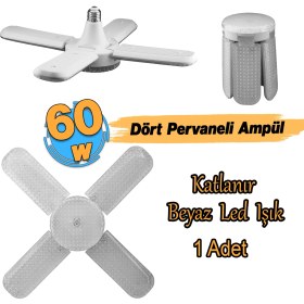 Resim Badem10 Dört Pervaneli Tasarruflu Ampul 60 W LED Lamba Beyaz E27 Duy 5400 Lümen Uzun Ömürlü 220 Volt 1 Adet 