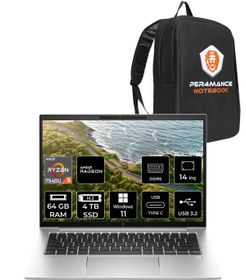 Resim HP EliteBook 845 G10 R5 7540U 64GB DDR5 4TB SSD 14'' WUXGA W11H Dizüstü Bilgisayar & PER4 ÇANTA 