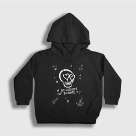 Resim Presmono Unisex Çocuk Skull 5 Seconds Of Summer Kapüşonlu Sweatshirt Siyah 