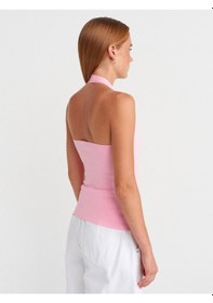 Resim Dilvin 10794 Halter V Yaka Basıc Bluz-pembe Pembe 
