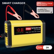 Resim 1 adet Akıllı 12V 2A Araç Akü Şarj Cihazı, 3 Aşamalı Tam Otomatik Şarj, LCD Ekran, Dayanıklı ABS Alev Geciktirici Gövde, Kurşun Asit AGM Jel Aküler için 110V/220V Güç Kaynağı Avrupa Standart Fişli, Aküsüz 