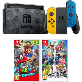 Resim Nintendo Switch Fortnite Wildcat Edition Konsol + Super Mario Odyssey + Super Smash Bros Ultimate 