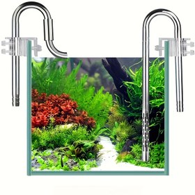 Resim 1 adet Ağır Hizmet Tipi Paslanmaz Çelik Akvaryum Giriş & Çıkış - Sızdırmaz Tasarımlı Akvaryum Filtre Sistemi, Kolay Bakım Gerektiren Su Filtreleme Sistemi Nano, Tatlı Su Akvaryumları için, Bataryasız, Akvaryum Filtresi, Su Bitkileri Yetiştirme, Dayanıklı Yapı 