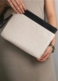 Resim The Mia Peluş Clutch Çanta Beyaz 26x33 CM Beyaz 