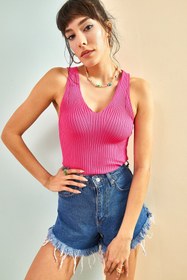 Resim Bianco Lucci Kadın Fitilli Crop Bluz 