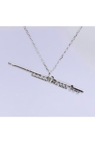 Resim BUTİK GÜMÜŞ Gümüş Büyük Yan Flüt Kolye 0,4 Cm X 4,9 Cm (bg-kly-703) 