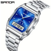Resim Lumaworld Sanda Erkek Kol Saati Moda Performans İş Çoklu Renkler Silvery Blue Basit Erkek Saati Çelik Kayış Hediye Altın 