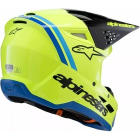 Resim Alpinestars SM3 Youth Radium Off-Road Çocuk Genç Motosiklet Kaskı Sarı Siyah Mavi 