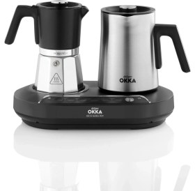 Resim Arzum Çelik OK0027 Okka Rich Moka Pot Karıştırıcılı Metal Italyan ve Türk Kahve Makinesi - Krom C / F Tur 