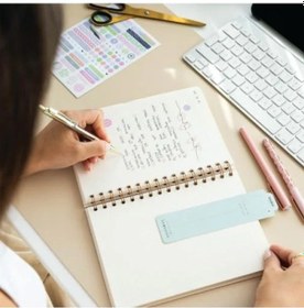 Resim A5 Spiralli Sert Kapak Keten Kareli Defter, Kahverengi 124-Pembe 