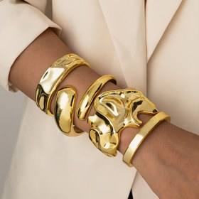 Resim 4 Adet Şık Altın Reçine Bilezik Seti Kadınlar İçin - Şık Açık Manşet Tasarımı, Hafif & Dayanıklı, Günlük Kullanım, Partiler ve Özel Günler İçin Mükemmel, Parti Aksesuarları|Şık Bilezik Seti|Dayanıklı Bilezikler, Altın Bilezikler 
