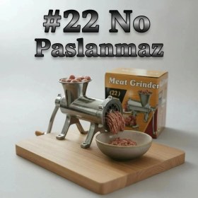Resim Russet 22'lik Full Paslanmaz Çelik Kıyma Makinesi Kollu Manuel - Dayanıklı ve Hijyenik Makina 