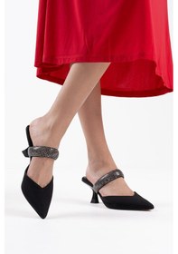 Resim Nina Siyah Taş Bantlı Sivri Burun Topuklu Abiye Ayakkabı Siyah 