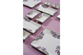 Resim Piatti Naturali 12 Parça 4 Kişilik Lavanta Kahvaltı Takımı Handmade Kahvaltılık Sunum Seti Servis Tabakları 
