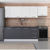 Resim Minar 270 Cm Mutfak Dolabı Beyaz Antrasit 270-A4 Beyaz 