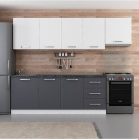 Resim Minar 270 Cm Mutfak Dolabı Beyaz Antrasit 270-A4 Beyaz 