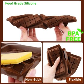 Resim Tahtakale Toptancı Silikon Kalıp Dubai Çikolata Bar ve Kek Kare Desenli Tablet Dubai Çikolata Kalıbı 6'lı 