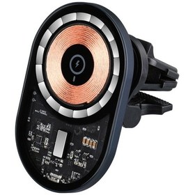 Resim Sones X9f Şeffaf Manyetik Hava Firar Kablosuz Araç Şarj Cihazı 