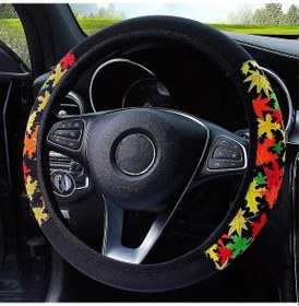 Resim Tenfowee 38 Cm Esnek Araba Direksiyon Kılıfı Etnik Desenli Kaydırmaz Direksiyon Aksesuarı İç Mekan Dekoru Akçaağaç Yaprağı Renk Diğer 