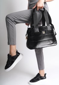 Resim Redoxy Kadın Özel Tasarım Paraşüt Kumaşlı Parlak Detaylı Ayakkabı ve Çanta Kombini 