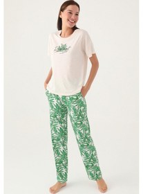 Resim Pierre Cardin 8804 Nature Bej Kadın Kısa Kol Pijama Takımı 001 