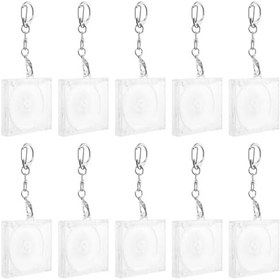 Resim SHERCHPRY 10 Set Mini CD Kılıf Anahtarlık Şeffaf Akrilik Boş Müzik Albümü Tutucu Mini Disk Organizer Anahtarlık Sırt Çantası ve Çanta Asma Dekoru 