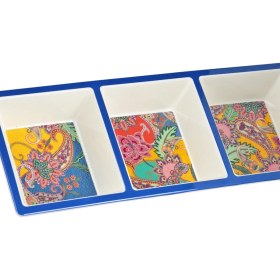 Resim LuckyArt Paiselle Melamin 3 Bölmeli Çerezlik 2li Set 38CM 