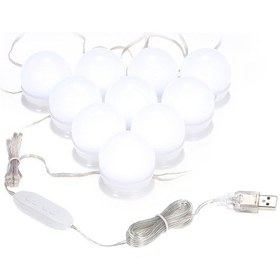 Resim Jeemson Dimmable 3 Renkli Led Vanity Aydınlatma Seti - 10 Adet G45 Işık, Usb Beslemeli, Yüzey Yapıştırmalı Makyaj Aynası Işığı 