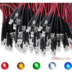 Resim Wangxi 100 Adet Ön Kablolu Led Işık Diyotları Dc Minyatür Model Seti Polychrome 