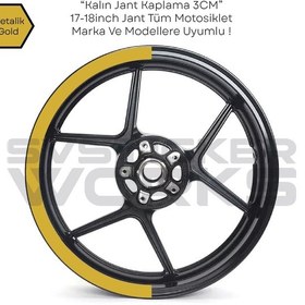 Resim Motosiklet Jant Şeridi Jant Sticker Yarım Kaplama Daire 17-18 İnch Jant Motor Uyumlu Altın 