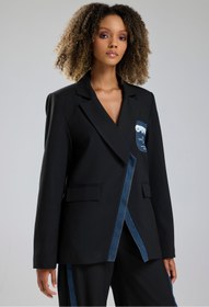 Resim tw3 Kadın Denim Garnili Dantel Baskı Detaylı Blazer Ceket 
