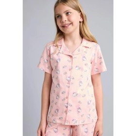 Resim DeFacto Hello Kitty Lisanslı Regular Fit Desenli 2'li Pijama Açık Pembe Takımı Kız Çocuk H2765A826SP 