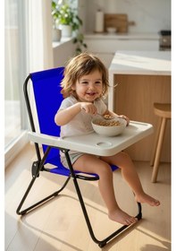 Resim Exent 2 6 Yaş, Katlanır Portatif Mama Sandalyesi, Tak-çıkar Masa İle - Mavi 