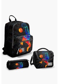 Resim Siyah Galaxy Desenli 3 Lü Okul Çanta Seti Set0123644 Antrasit Çok Renkli 