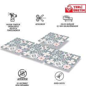 Resim Tink Kendinden Yapışkanlı Yeşil-Pembe Pvc Karo 30x30 cm 11 Adet 1m2 
