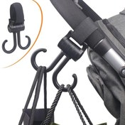 Resim 2li Bebek Arabasına Uyumlu Cırtlı Eşya Taşıma Aparatı 360 Derece Dönebilen Plastik Kanca 