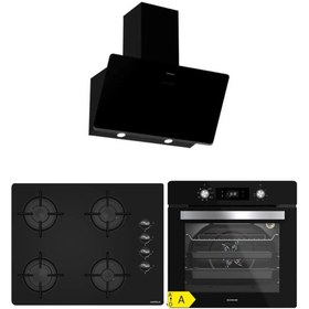 Resim Silverline 65 Cm Ocak Siyah Ankastre Set (3457 Soho - Hafele Luce 65cm Ocak - BO6504B01) KARBON FİLTRE HEDİYE 