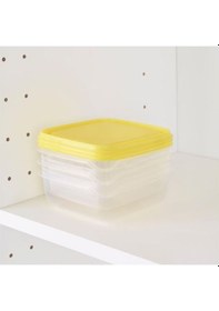 Resim 3 Lü Set Saklama Kabı Sarı Renk Meridyendukkan Çok Amaçlı Özelliği 0.6 Lt 3adet Sarı Kapak Sarı 