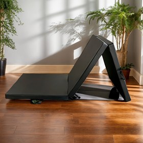 Resim Üç katlı yoga matı, taşınabilir yoga matı, saplı üç katlı egzersiz matı, yoga, karışık dövüş sanatları, jimnastik için uygun - kalın dolgu, taşıması ve saklaması kolay, kaymaz PU yüzey, inci dolgulu, 3 katlı jimnastiği mat oturma pedi Kalınlaştırılmış sünger ped öğrenci fiziksel eğitim pedi salto matı dans matı, kapalı spor salonu, fitness ekipmanlarının yerleştirilmesi, dinamik bisiklet matları ve diğer amaçlar için uygundur 