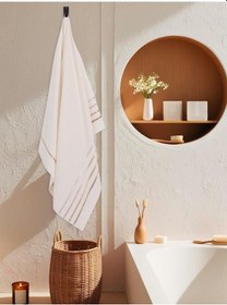 Resim Banyo Havlusu Tekli Pamuk Bale Krem 