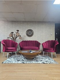 Resim Zafir İstiridye Takım Beyaz Boyalı Sivriltme Ayak Çay Seti Koltuk Takımı Bordo 