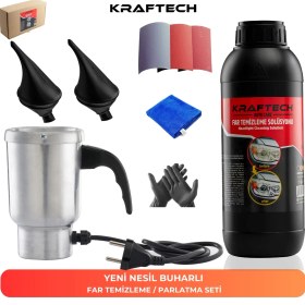 Resim Kraftech Buharlı Araba Far Temizleme Far Parlatma Seti 