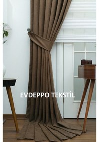 Resim Taç Soft Kahve Fon Perde Kahverengi 