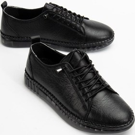 Resim Hakiki Deri Ortopedik Kadın Ayakkabısı Günlük Siyah Şeffaf Tabanlı Elastik Bağcıklı-3544 Siyah 