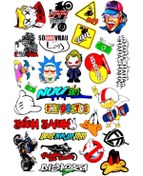 Resim Limitless Design Motosiklet & Gençlik Temalı Sticker Seti | Vrau, The Doctor, Rick, Joker, Çizgi Karakterler 