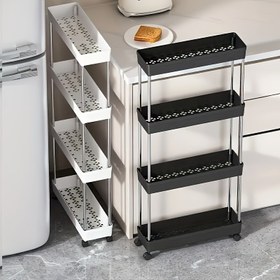Resim 2/3/4 Katlı Tekerlekli Mutfak Arabası, Banyo ve Oturma Odası için Çok Katmanlı Depolama Organizatörü - Yer Tasarruflu Tasarım, Kolay Kullanım, Dik Raf, Raflı Mutfak Depolama Ünitesi 